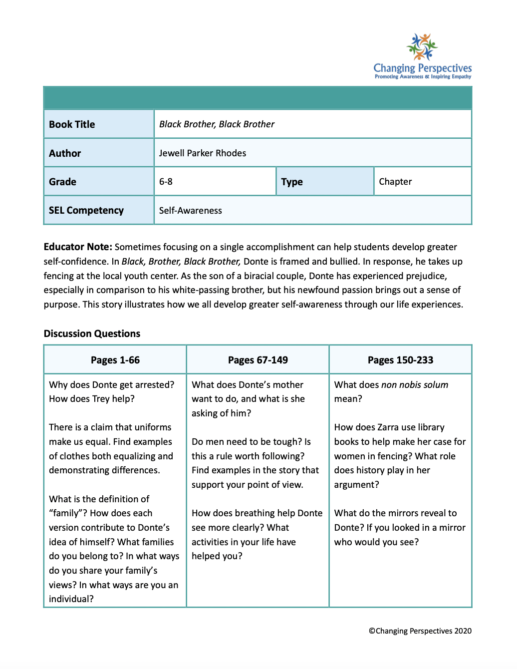 Middle School SEL Curriculum - Changing Perspectives